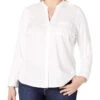 Calvin Klein Women's Plus-Size Non-Iron Knit Combo Shirt