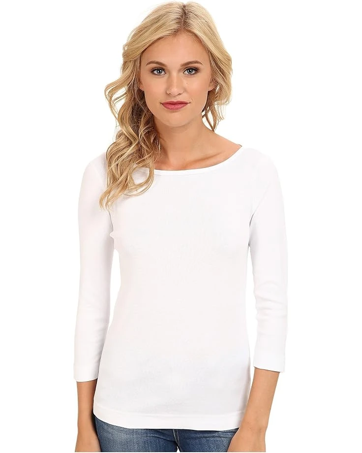 Three Dots 100% Cotton Heritage Knit 3/4 Sleeve British Tee 1 Three Dots 100% Cotton Heritage Knit 3/4 Sleeve British Tee