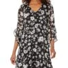 Calvin Klein Chiffon Print Bell Sleeve Dress