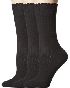 HUE Scalloped Pointelle Socks 3-Pack